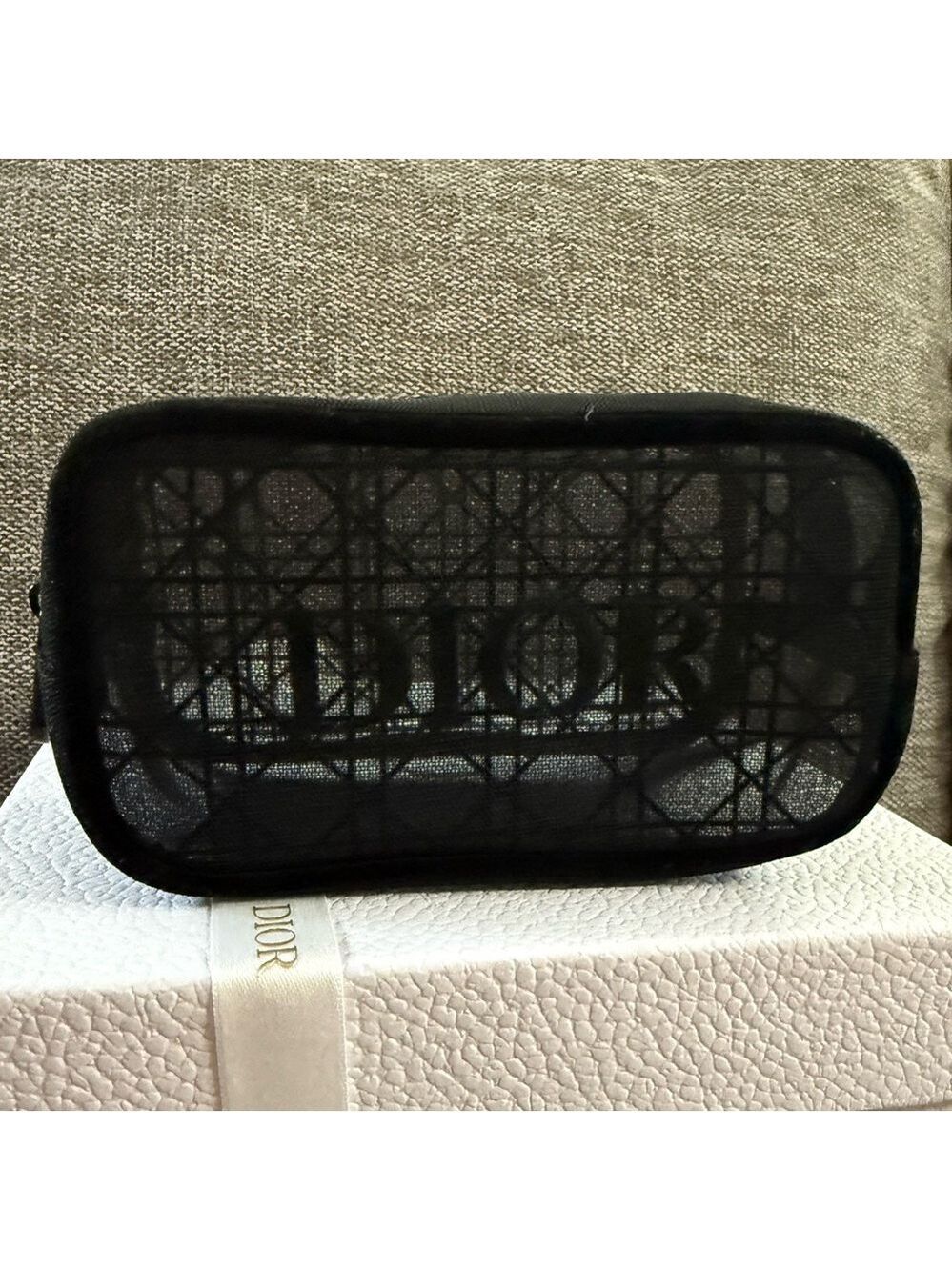 Dior Beauty Makeup Bag Mesh Black Small Pouch Gift Luxury Authentic - Picture 5 of 16